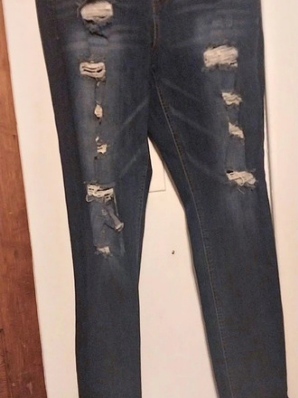Distressed Skinny Jeans in Blue